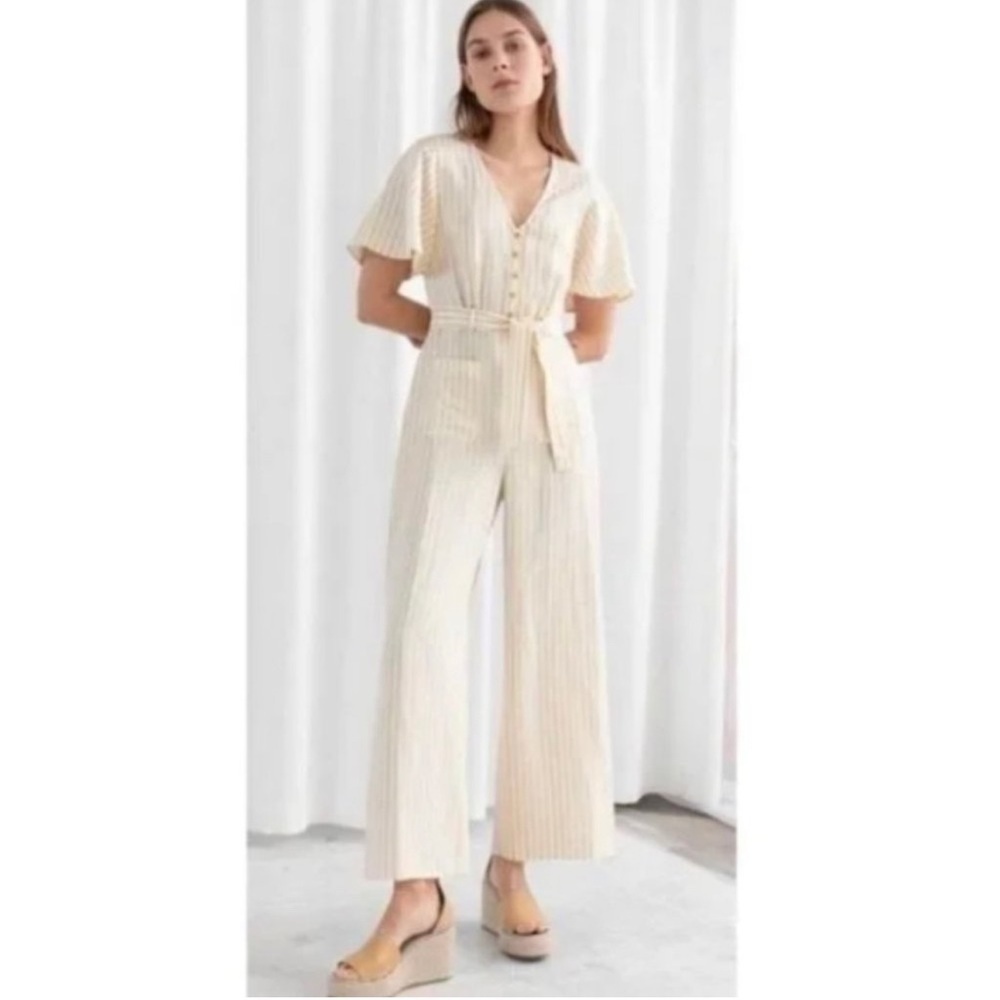 & Other Stories NWT Striped Linen Blend Jumpsuit